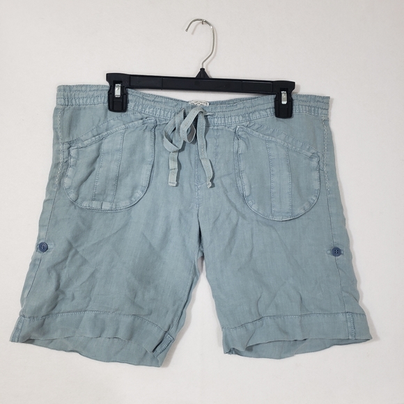 LUCKY BRAND Linen Shorts BLUE ADJUSTABLE length LINEN SHORTS size 4/27 C… - Picture 1 of 11